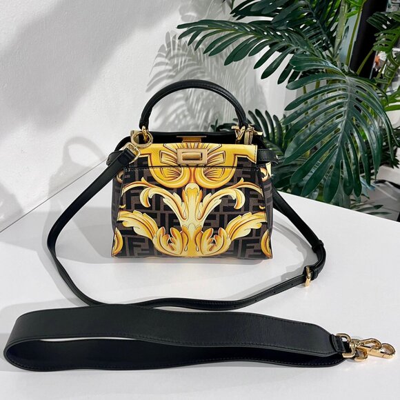 Fendi x Versace "Fendace" Baroque Zucca Print Mini Peekaboo Bag - Picture 2 of 15